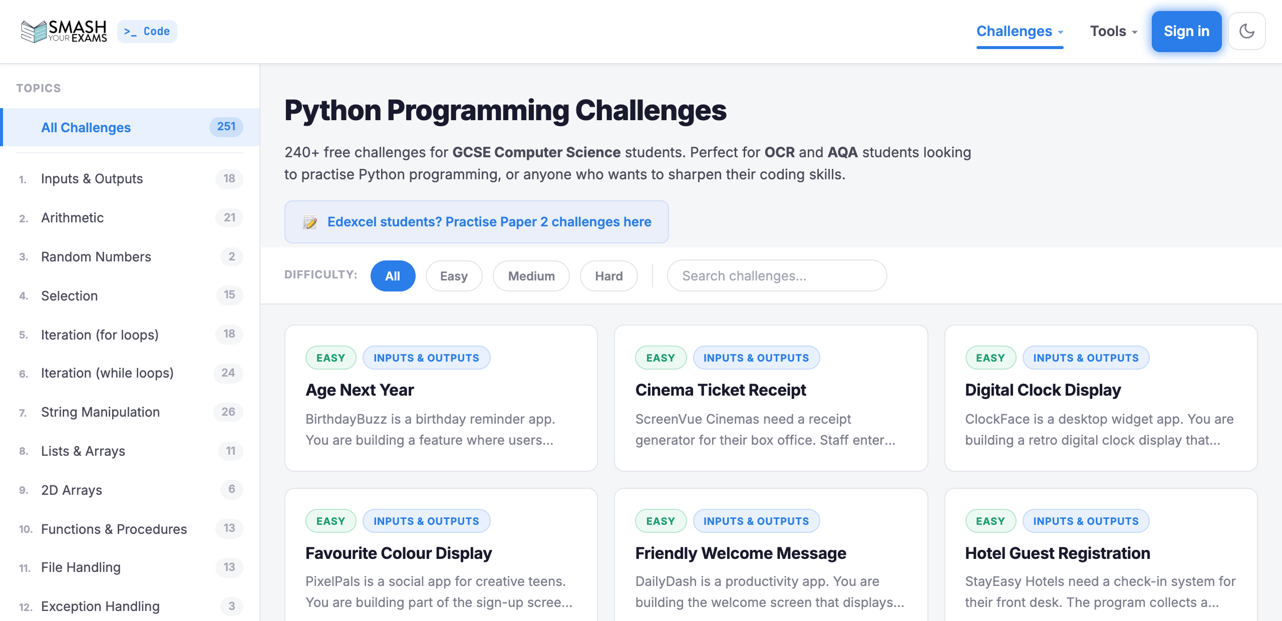 Python programming challenges
